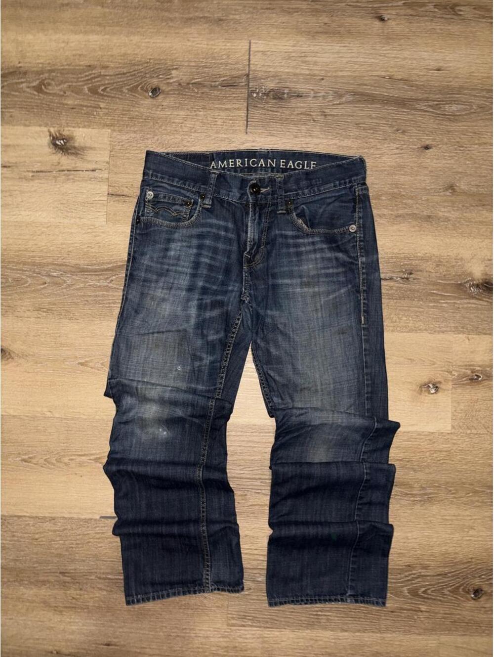 American Eagle Distressed Faded Y2K Style Blue Jeans